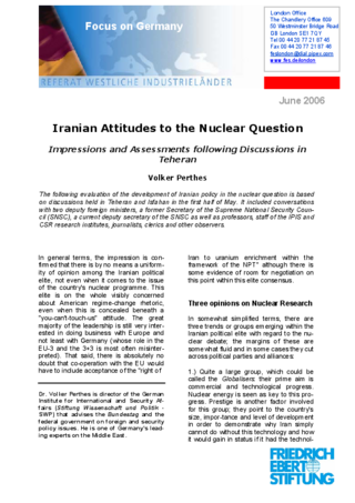 Iranian attitudes to the nuclear question