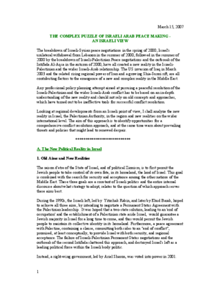 The complex puzzle of Israeli Arab peace making