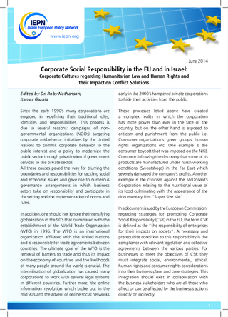 Corporate social responsibility in the EU and in Israel